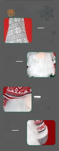 Detail of Christmas gnome tree topper showing polyester knitted jacquard fabric textures