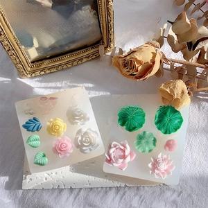 Macro detail of silicone molds for DIY resin flowers and leaves craft making accessories
