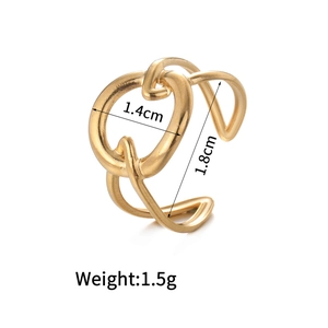 Minimalist 14K gold plated stainless steel geometric ring with 1.4cm oval design