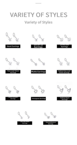 Collection of 11 S999 sterling silver stud earrings featuring diverse artistic patterns
