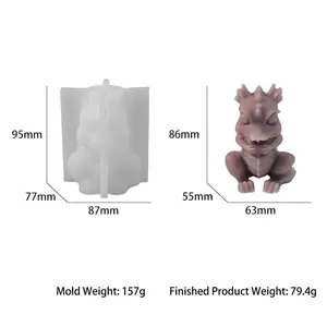 Detailed dragon silicone mold with dimensions and weight for DIY candle making