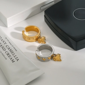 Elegant wide heart rings in gold and silver finish with adjustable open band design