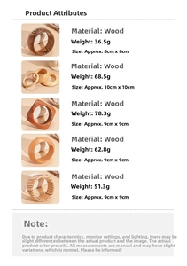 Detailed view of assorted wooden geometric bangles and rings showing natural grain and sizes