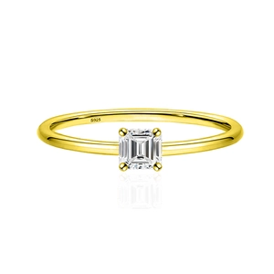 Elegant 18k gold plated S925 silver ring featuring a 0.4ct Asscher cut moissanite stone