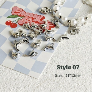 Silver dolphin charm pendants 11x13mm for DIY Y2K jewelry making and beaded bracelets