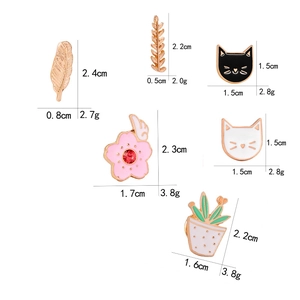 Cute enamel pins set with cats leaves and cactus designs in high quality alloy