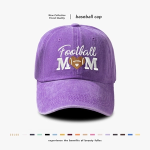 Casquette de Baseball en Coton Délavé Brodé Football MOM Chapeau de Sport Réglable Rétro Usé pour Femme Extérieur Décontracté Pare-Soleil Cadeau