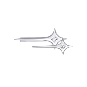 Y2K style silver star stud earrings with sparkling crystals for a trendy millennium look