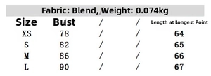 Detailed size chart for lace camisole showing measurements for XS, S, M, and L sizes