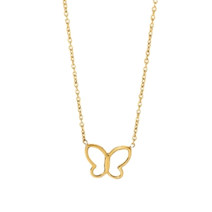 Elegant 14K gold plated stainless steel necklace featuring a hollow butterfly pendant