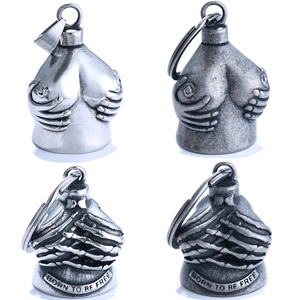 Skeleton Hand Guardian Bell Pendant Stainless Steel Biker Bell Born To Be Free Engraved Gothic Retro Accessory