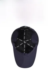 Detail view of the warm fleece lining and branded inner tape on winter baseball cap