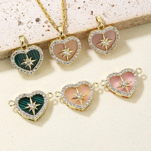Heart Shaped Pendant Gold Plated Copper Micro Inlaid Zircon Star Charm Diy Jewelry Accessories For Women Girls