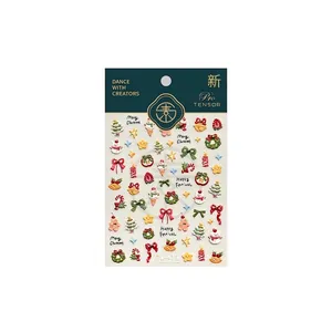 3D embossed Christmas nail stickers TL-411 featuring cute snowmen and bow designs