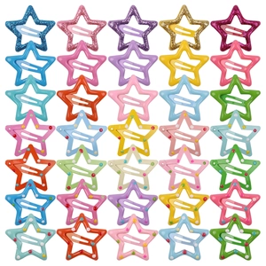 Star Hair Clips Colorful Candy Color Glitter Polka Dot Snap Clips Headwear Accessories For Toddler Girls Kids