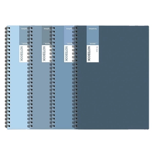 Thickened A5 spiral notebooks in gradient blue shades with minimalist covers