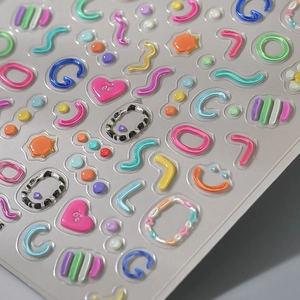 3D jelly hart nagelstickers in snoepkleuren met reliëf 3D hars textuur voor nagels