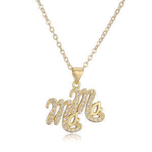 18K gold plated necklace with Mama letter pendant and shimmering cubic zirconia stones