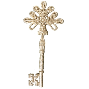 Champagne gold vintage resin key ornament with glitter finish for Christmas tree decor