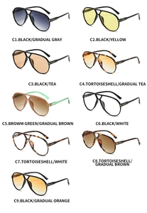 Matrix display of aviator sunglasses with dual-bridge frames in various lens and frame colors