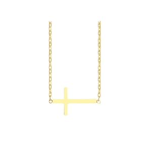 Minimalist gold-plated stainless steel sideways cross necklace with dainty cable chain