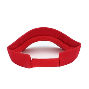 Red sun visor cap with adjustable velcro strap and breathable cotton fabric for women