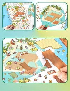Detail showing DIY creative PET sticker set with thickened white ink summer beach theme