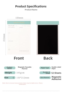 Makro-Detail der magnetischen Rückseite und der 100gsm Papierqualität dieses Planers
