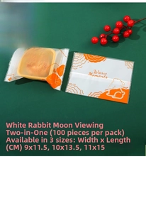 Mid-Autumn mooncake plastic packaging bags featuring orange rabbit and floral patterns