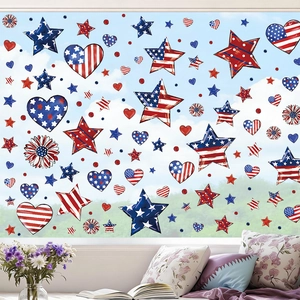 Stickers de fenêtre Jour de l'Indépendance USA avec étoiles et motifs de drapeau