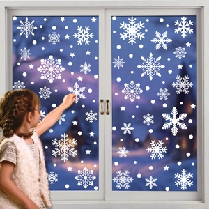 Christmas Snowflake Window Stickers White PVC Static Cling Winter Holiday Decals Glass Door Decoration For Home Party
