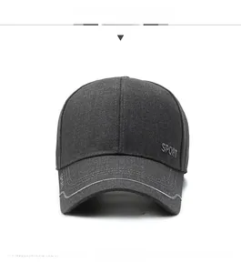 Front view of a dark grey sport baseball cap with 3D embroidery and reinforced stitching