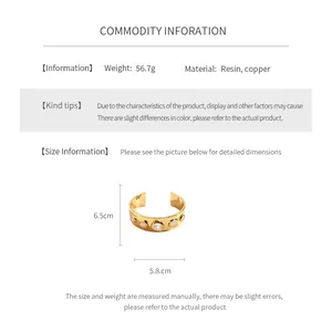 Tableau des tailles détaillé pour le bracelet jonc en résine dorée avec pierres