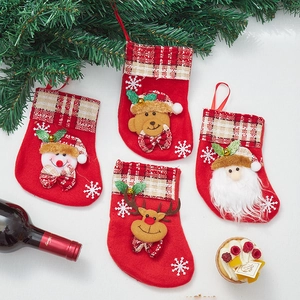 Set of 4 Christmas stockings with snowman, bear, reindeer and Santa 3D doll designs