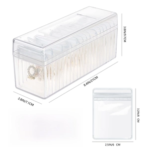 Acrylic jewelry storage box with 20 PVC anti-oxidation bags for necklace and earrings