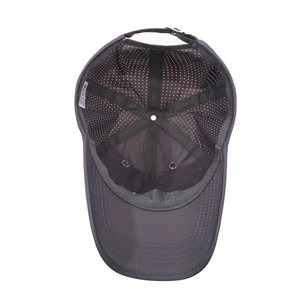 Dark grey breathable baseball cap with perforated mesh and adjustable metal buckle