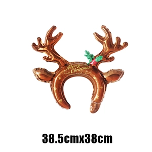 Detail of reindeer antler foil balloon with Merry Christmas text and size 38.5x38cm