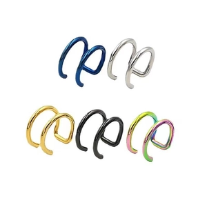 Stainless Steel Ear Cuffs Non Piercing Double Layer U Shaped Clip On Cartilage Earrings Nose Lip Rings Minimalist Unisex Jewelry
