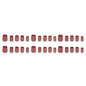 Deep burgundy cat-eye press-on nails set with shimmering glitter and rhinestones