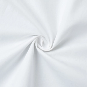 Detail shot of white high-density fabric texture with soft drapery and fine weave finish