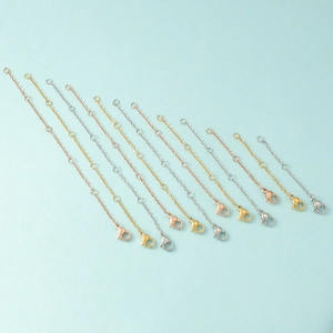 Adjustable stainless steel extender chains with lobster clasps in gold, rose gold and silver