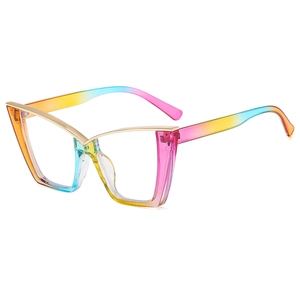 Fashion Cat Eye Glasses Frames Anti Blue Light Plastic Metal Oversized Trendy Hip Hop Punk Eyewear For Women