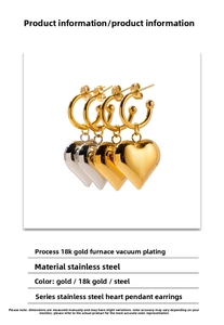 Detail von 18K vergoldeten Edelstahl Herzohrringen in Gold- und Stahlausführung