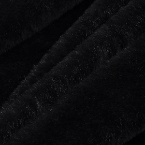 Detailed close-up of luxurious black faux fur texture with soft glossy fibers
