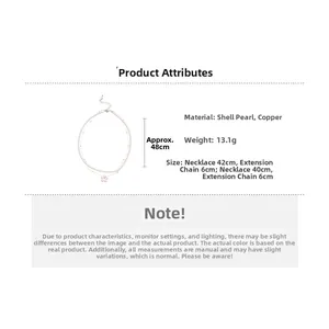 Detailed specs of multi-layer pearl necklace with copper base and adjustable chain length