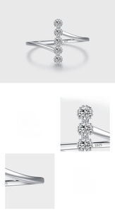 Macro shot of S925 hallmark on irregular silver ring with hand-set cubic zirconia