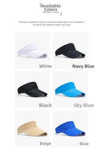 Detailed view of quick-dry breathable sun visor hats available in multiple color options.