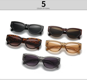 Detailansicht der Cat-Eye-Sonnenbrille in fünf Farben mit schicken Metallnieten