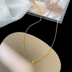 Minimalist Heart Pendant Necklace Titanium Steel 18K Gold Plated Elegant Jewelry For Women
