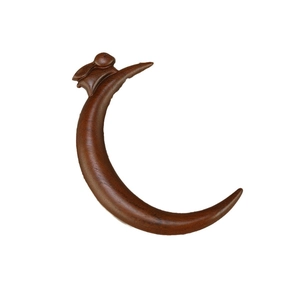 Creative crescent sandalwood hair stick with a finely carved rabbit on the top